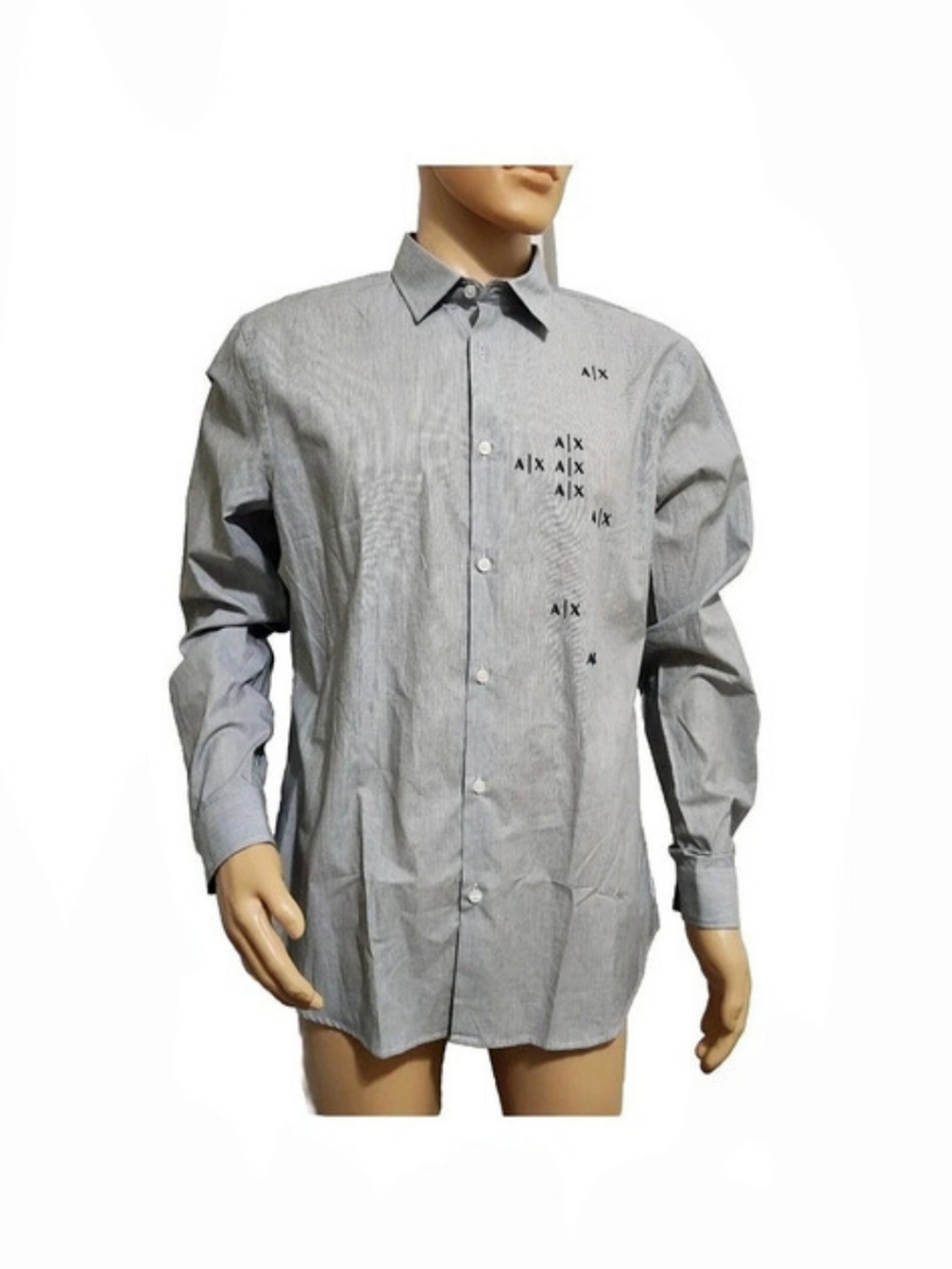 Armani Exchange Mens Gray A/X Word Print Button Up Cotton Shirt Size L Nwt --9